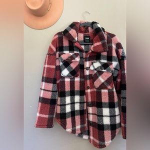 Plaid print teddy shaket